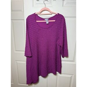 Catherine's Women's Asymmetrical‎ Top Sequin Professional Career Church 2X